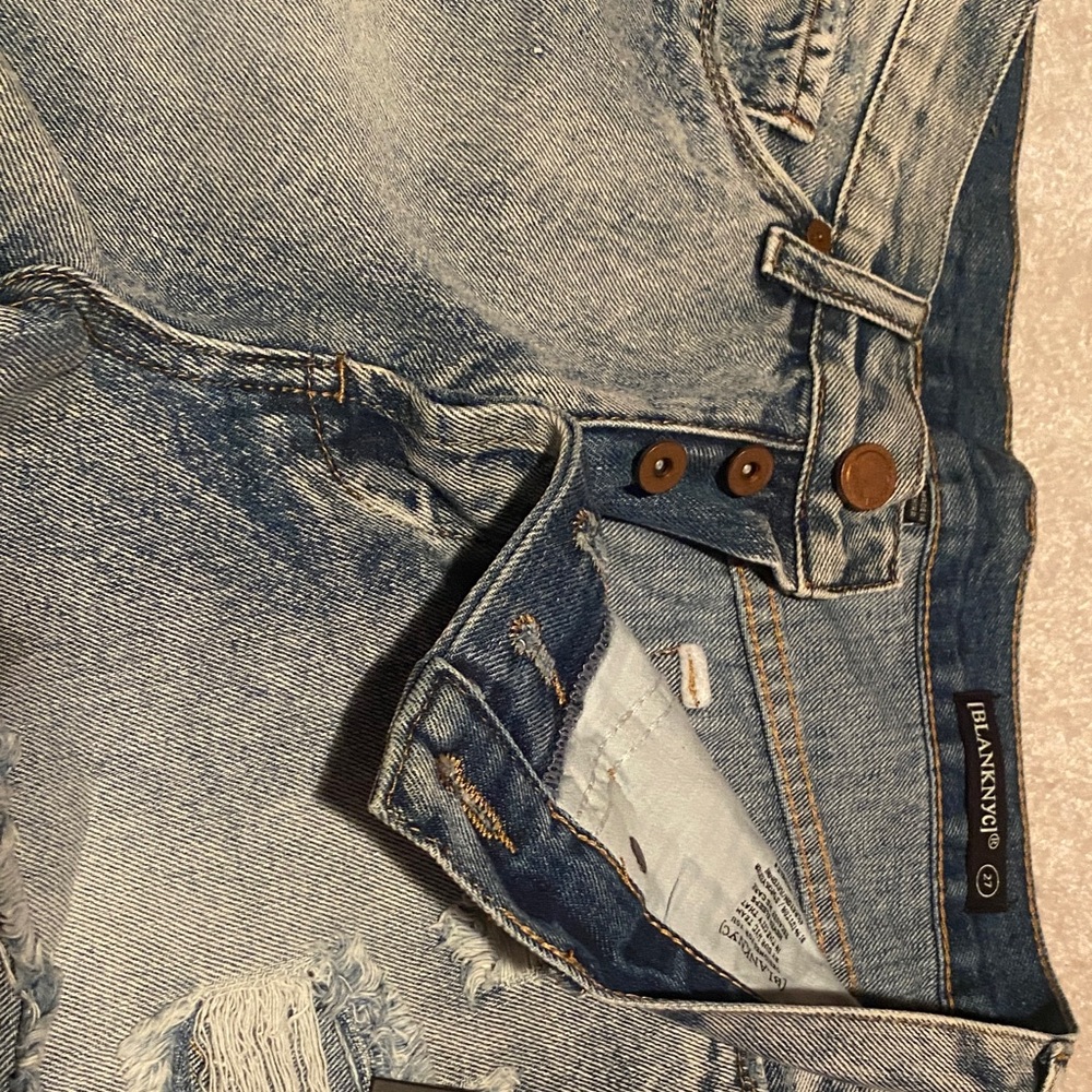Blank NYC Frayed Blue Denim Shorts